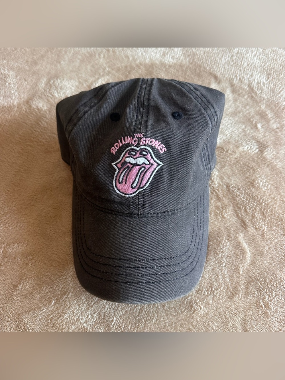 American Eagle Women's AE Rolling Stones Baseball Hat Washed Black One Size